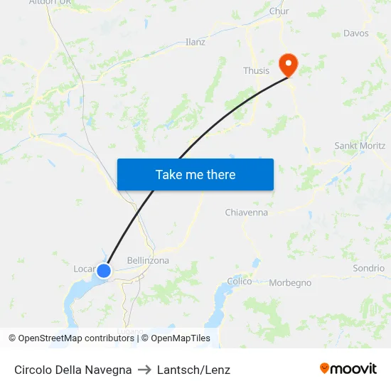 Circolo Della Navegna to Lantsch/Lenz map