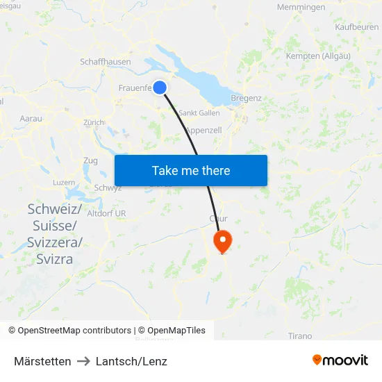 Märstetten to Lantsch/Lenz map