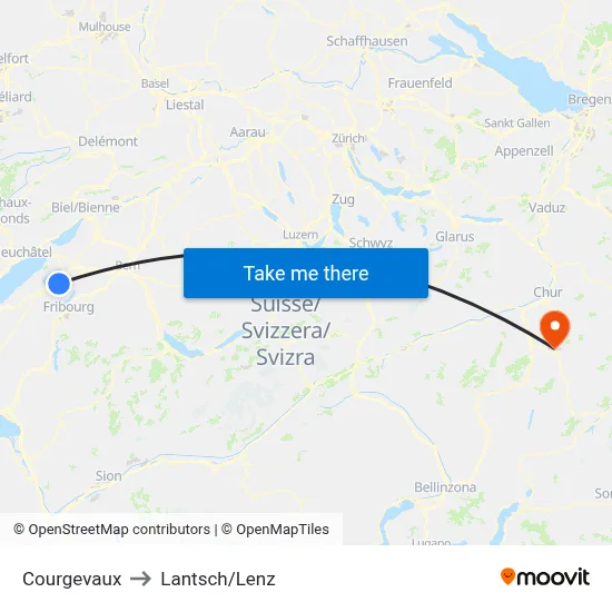 Courgevaux to Lantsch/Lenz map