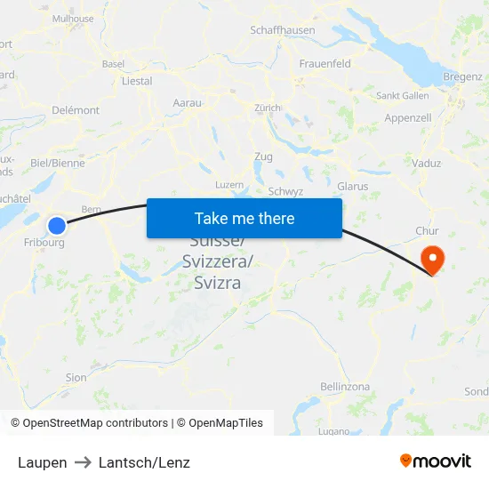 Laupen to Lantsch/Lenz map