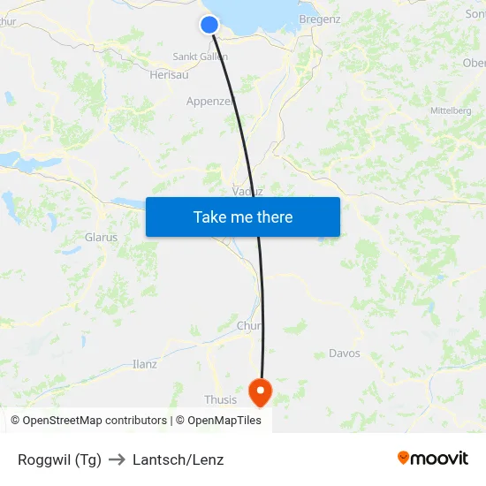 Roggwil (Tg) to Lantsch/Lenz map