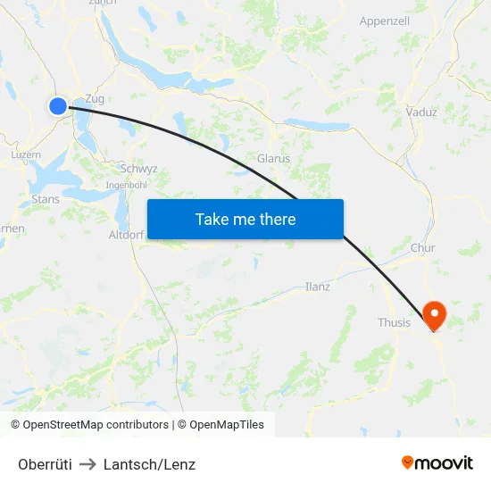Oberrüti to Lantsch/Lenz map