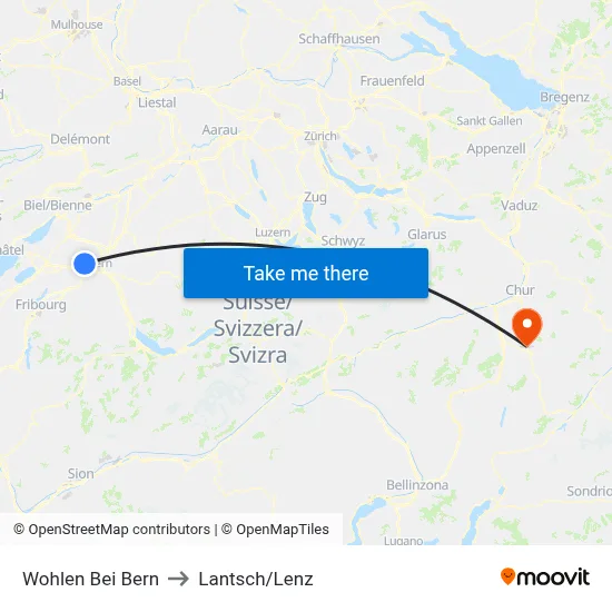 Wohlen Bei Bern to Lantsch/Lenz map