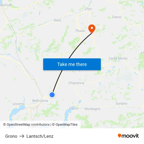 Grono to Lantsch/Lenz map