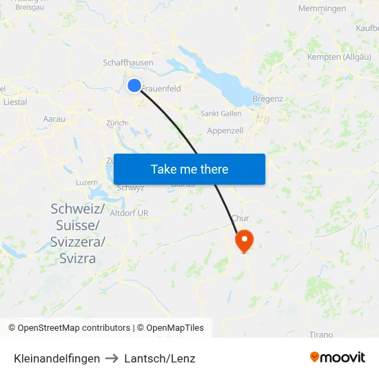 Kleinandelfingen to Lantsch/Lenz map