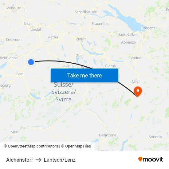 Alchenstorf to Lantsch/Lenz map