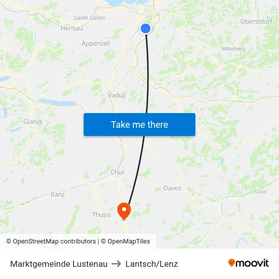 Marktgemeinde Lustenau to Lantsch/Lenz map