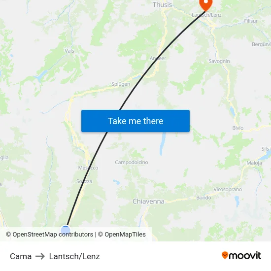 Cama to Lantsch/Lenz map