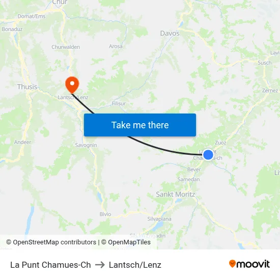 La Punt Chamues-Ch to Lantsch/Lenz map
