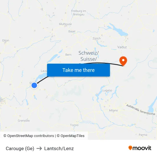 Carouge (Ge) to Lantsch/Lenz map