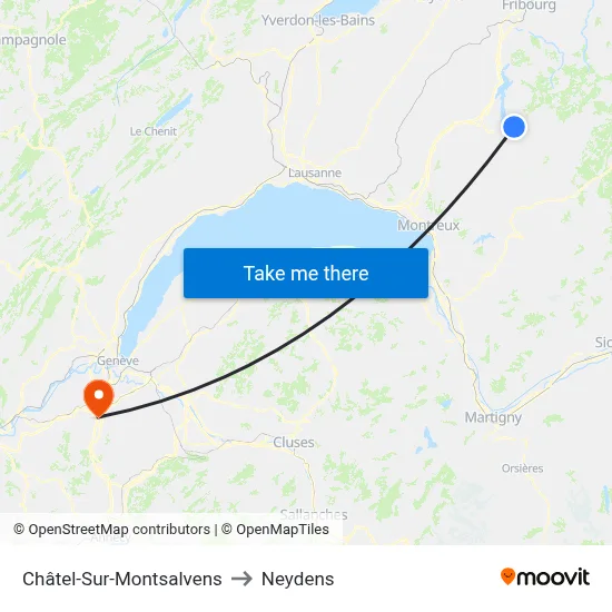 Châtel-Sur-Montsalvens to Neydens map