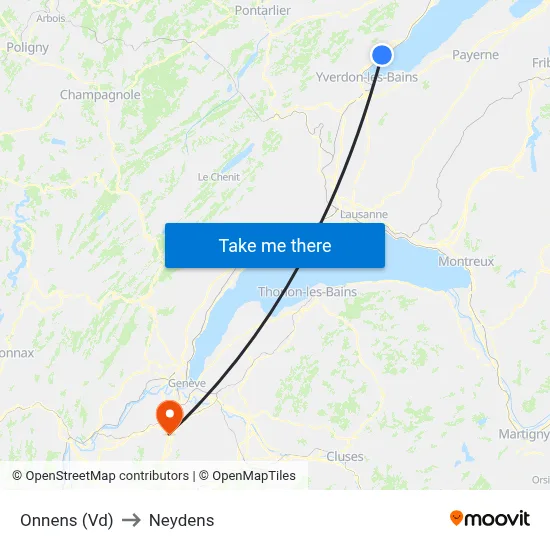 Onnens (Vd) to Neydens map