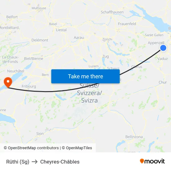 Rüthi (Sg) to Cheyres-Châbles map