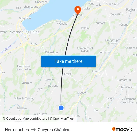 Hermenches to Cheyres-Châbles map