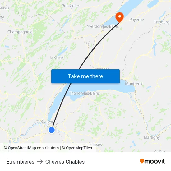 Étrembières to Cheyres-Châbles map