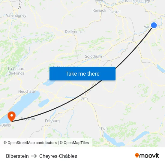 Biberstein to Cheyres-Châbles map