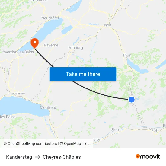 Kandersteg to Cheyres-Châbles map