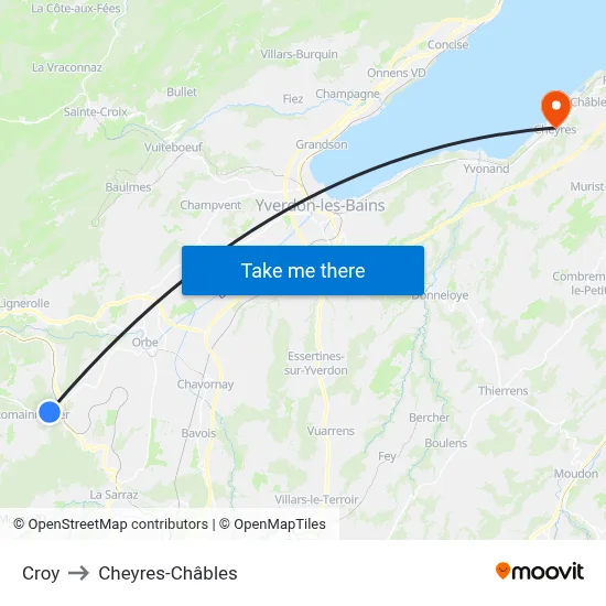 Croy to Cheyres-Châbles map