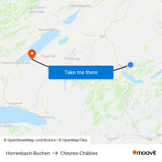 Horrenbach-Buchen to Cheyres-Châbles map