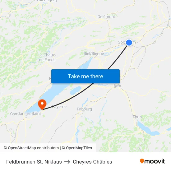 Feldbrunnen-St. Niklaus to Cheyres-Châbles map