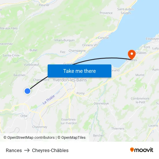Rances to Cheyres-Châbles map