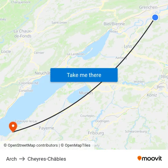 Arch to Cheyres-Châbles map