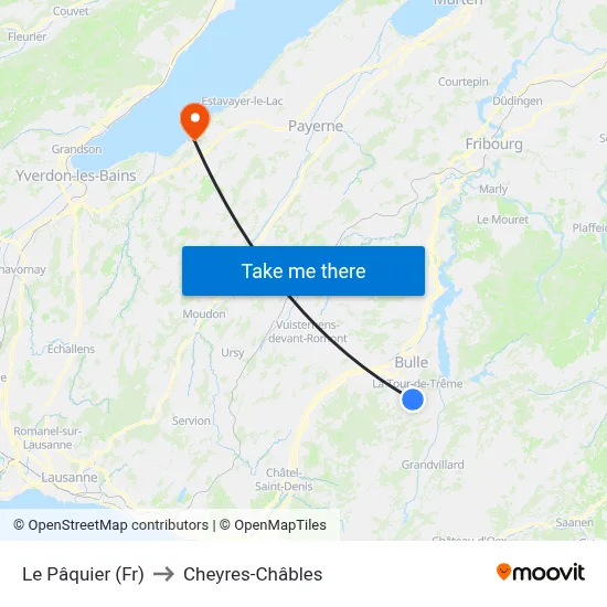 Le Pâquier (Fr) to Cheyres-Châbles map