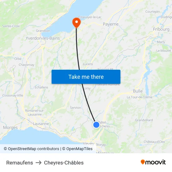 Remaufens to Cheyres-Châbles map