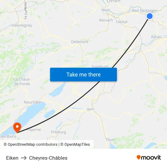 Eiken to Cheyres-Châbles map