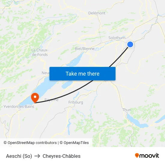 Aeschi (So) to Cheyres-Châbles map