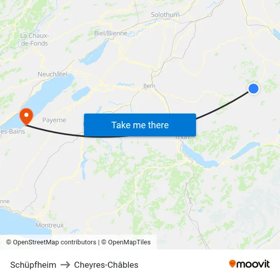 Schüpfheim to Cheyres-Châbles map