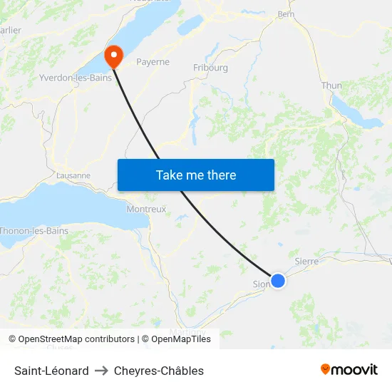 Saint-Léonard to Cheyres-Châbles map