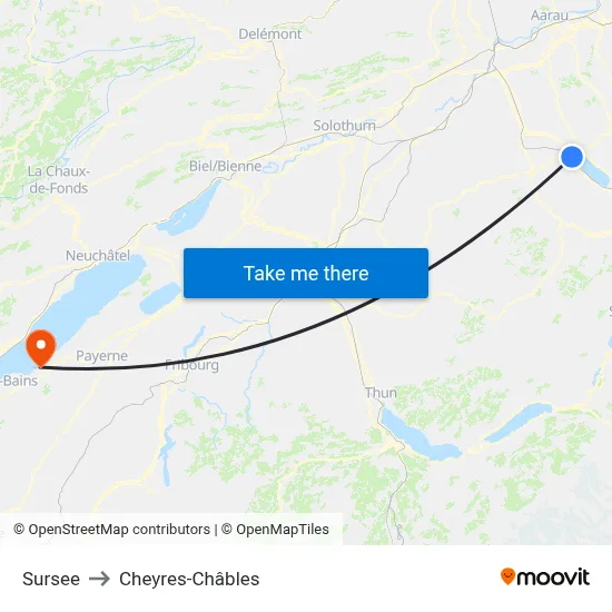 Sursee to Cheyres-Châbles map
