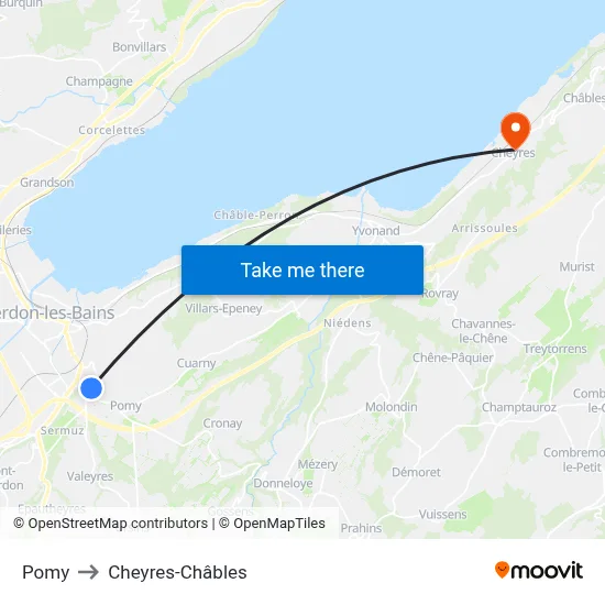 Pomy to Cheyres-Châbles map