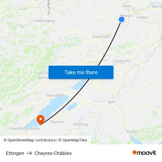 Ettingen to Cheyres-Châbles map