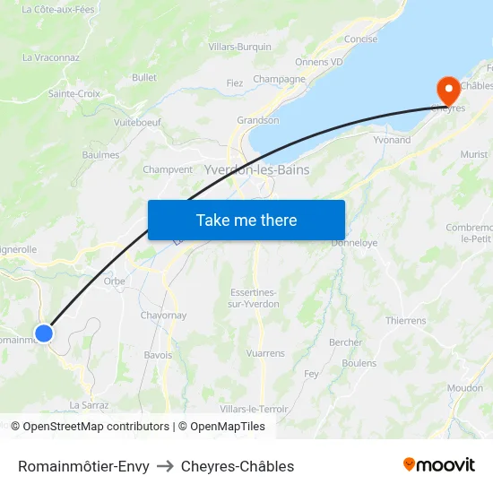 Romainmôtier-Envy to Cheyres-Châbles map