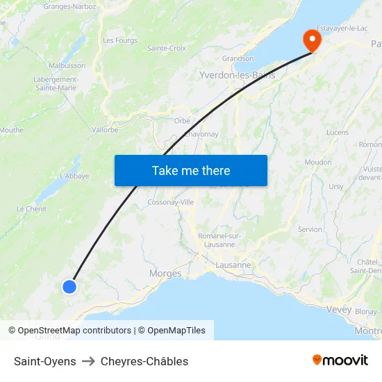 Saint-Oyens to Cheyres-Châbles map