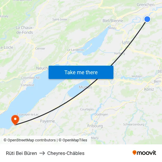 Rüti Bei Büren to Cheyres-Châbles map