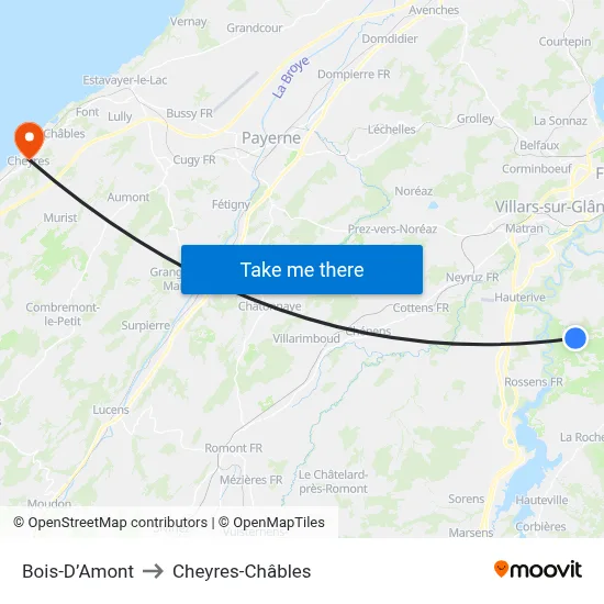Bois-D’Amont to Cheyres-Châbles map