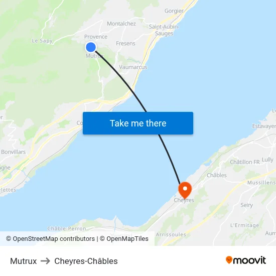 Mutrux to Cheyres-Châbles map