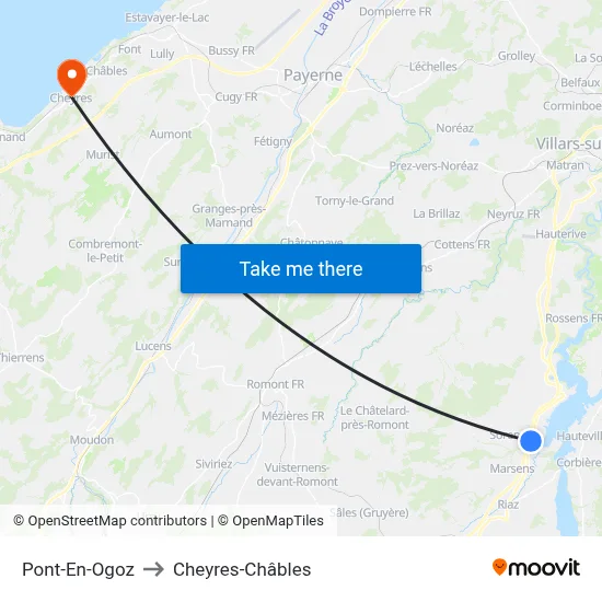 Pont-En-Ogoz to Cheyres-Châbles map