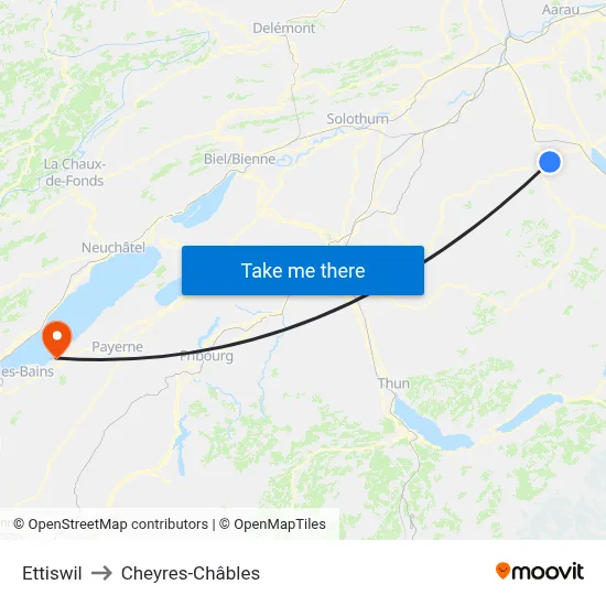 Ettiswil to Cheyres-Châbles map
