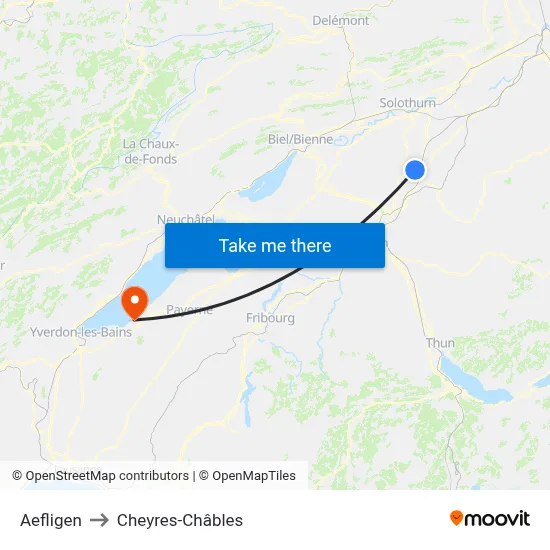 Aefligen to Cheyres-Châbles map