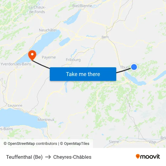 Teuffenthal (Be) to Cheyres-Châbles map