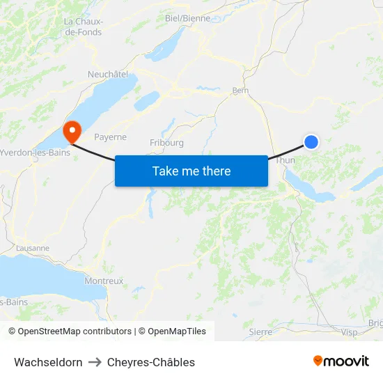 Wachseldorn to Cheyres-Châbles map