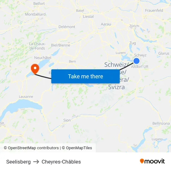 Seelisberg to Cheyres-Châbles map