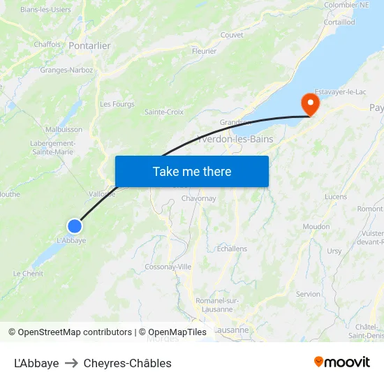 L'Abbaye to Cheyres-Châbles map