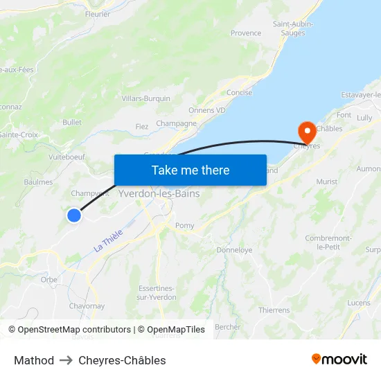 Mathod to Cheyres-Châbles map
