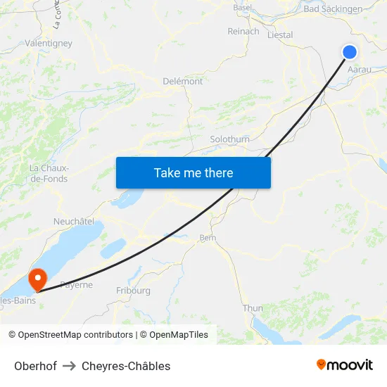 Oberhof to Cheyres-Châbles map