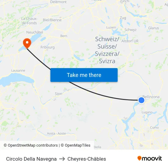 Circolo Della Navegna to Cheyres-Châbles map